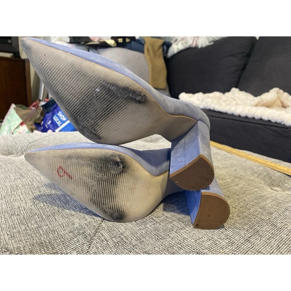 Steve Madden Periwinkle Blue Suede Block Heel Pumps Size 9.5 M